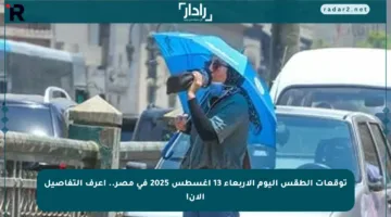 توقعات الطقس اليوم الأربعاء 13 أغسطس 2025 في مصر.. اعرف التفاصيل الآن!